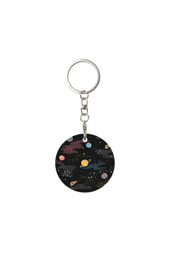 Naloa Galaxy Print Round Keychain Keychain Key Ring, Key Tag, Key Chain Bulk for Gift Accessories (Round)