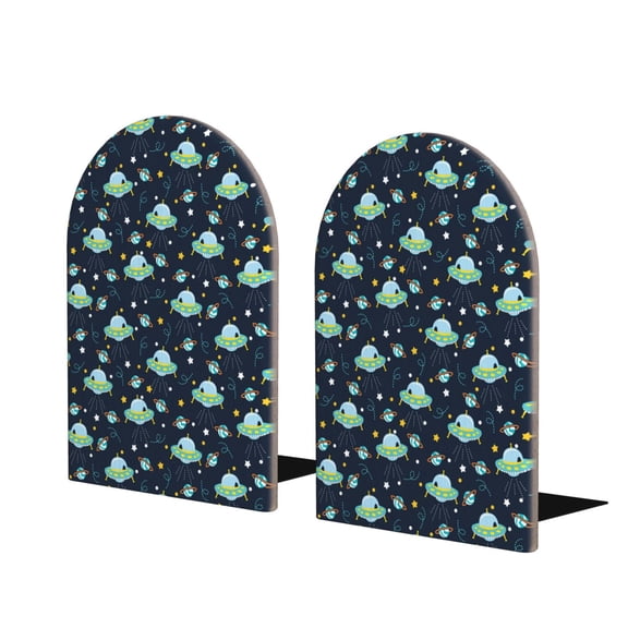 Naloa Galaxy With Ufo 2 Pcs Bookend Large Capacity Office Book Ends for Home Office Library School Study Decoration