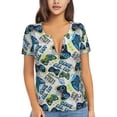 thumbnail image 1 of Naloa Game All Day Print T-Shirts Short Sleeve V Neck Tees for Women Fashion Tops Trendy Lightweight Soft Casual Summer Outfits Clothes, 1 of 5