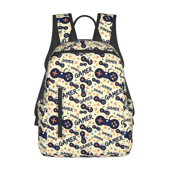 Naloa Game Controller Print Lightweight DayBackpack Suitable for school, work, shopping, travel, etc.