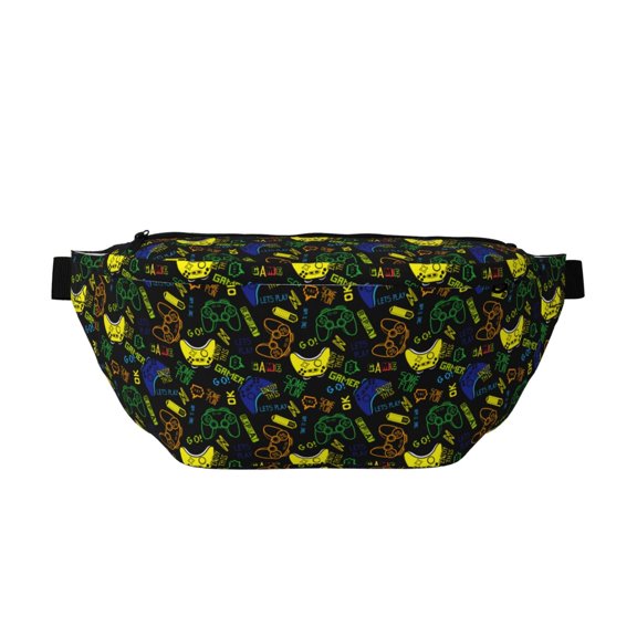 Naloa Game Play Print Running Belts for Men Women,Running Fanny Pack with 2-Zipper Pockets,Waterproof Waist Pack for Travel Hiking Running Outdoor Sports