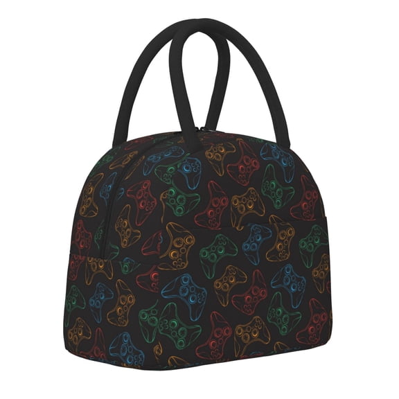 Naloa Gamepad Joystick Game Print Lunch Bag for Women Men,Insulated Lunch Box for Adult,Reusable Lunch Tote Bag for Work, Picnic or Travel