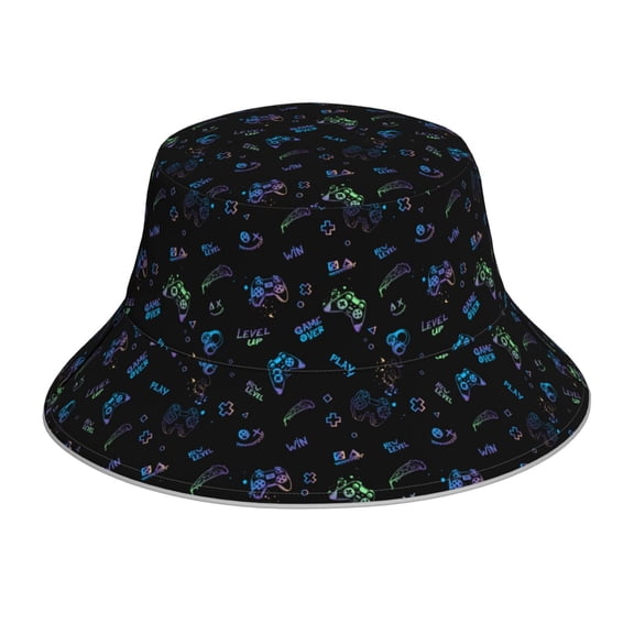 Naloa Gamepads Reflective Double-Sided Bucket Hat, Sun Hat, Soft and Breathable for Gardening, Beaching, Camping, Hiking, Fishing