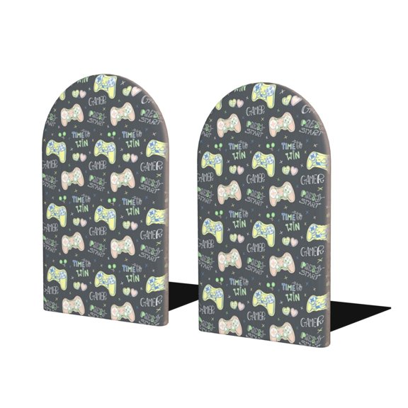 Naloa Gamers Wood Non-Skid Bookend for Shelves,Book Ends for Heavy Books, Book Stand for CDs,1 Pair