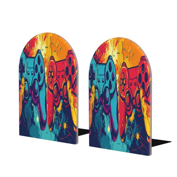 Naloa Gaming 2 Pcs Bookend Large Capacity Office Book Ends for Home Office Library School Study Decoration
