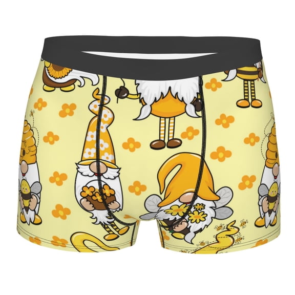 Naloa Garden Honeybee Gnomes Print Mens Underwear - Boxers for Men, Classic Briefs for Men