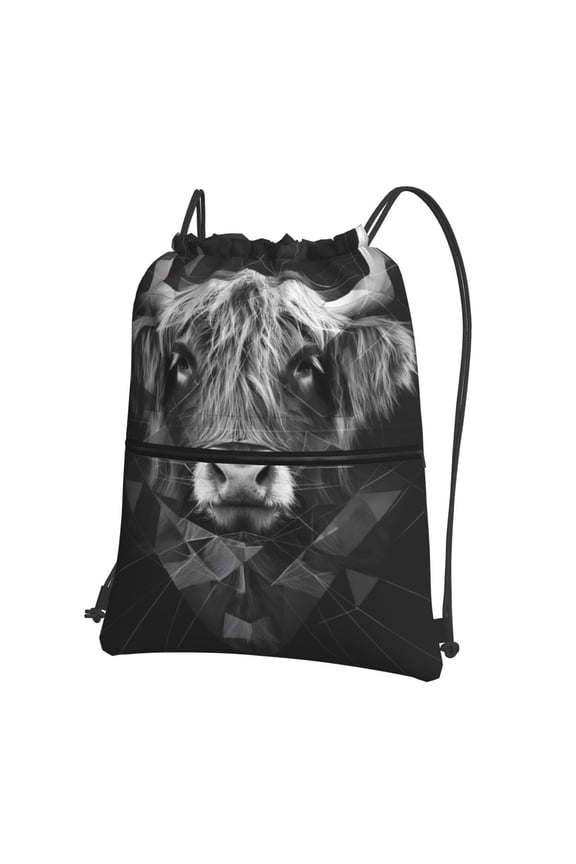 Geometric Bull Design Drawstring Backpack String Bag Cinch Water Resistant for Gym Shopping Sport Yoga