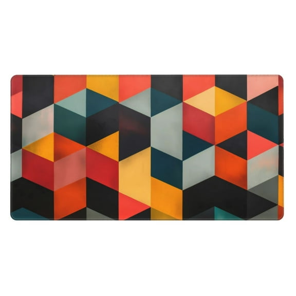 Naloa Geometric Cube Pattern Art Gaming Mouse Pad Large Mouse Mat Long Extended Desk Pad Non-Slip Rubber Mice Pads Stitched Edges Thin Pad (16x29.5 Inch)