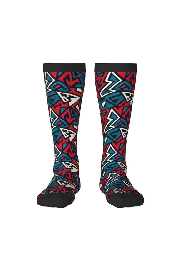 Geometric Elements Thigh High Socks Extra Long Stretchy Sock Women Over Knee High Opaque Stocking Daily Wear