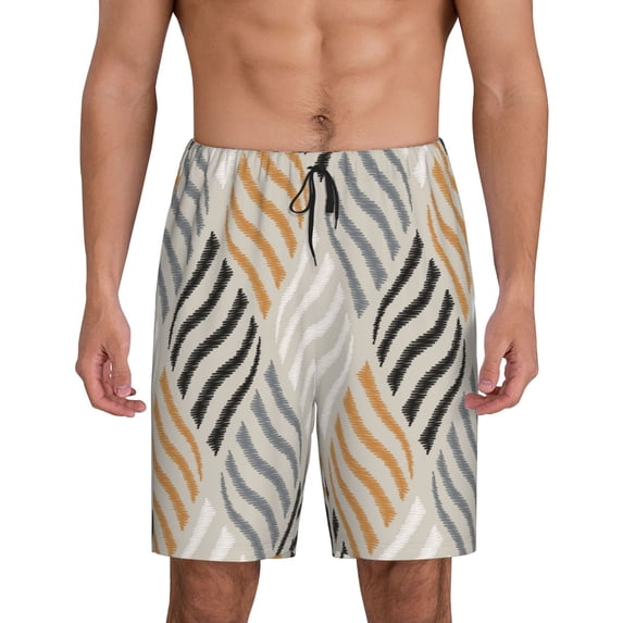 Naloa Geometric Men's Short Pajama Pants, Lounge Comfort Shorts with Elasticized Waistband and Side Pockets - 3X-Large