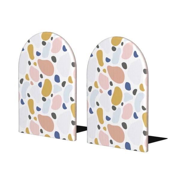Naloa Geometric Spots 2 Pcs Bookend Large Capacity Office Book Ends for Home Office Library School Study Decoration