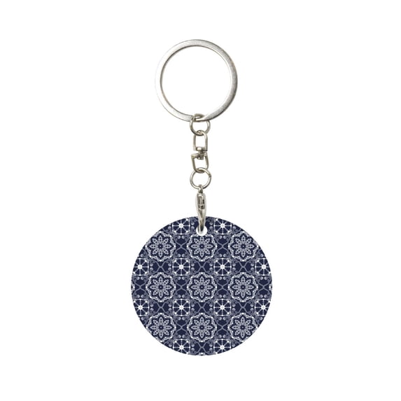 Naloa Geometry Flower Print Round Keychain Keychain Key Ring, Key Tag, Key Chain Bulk for Gift Accessories (Round)