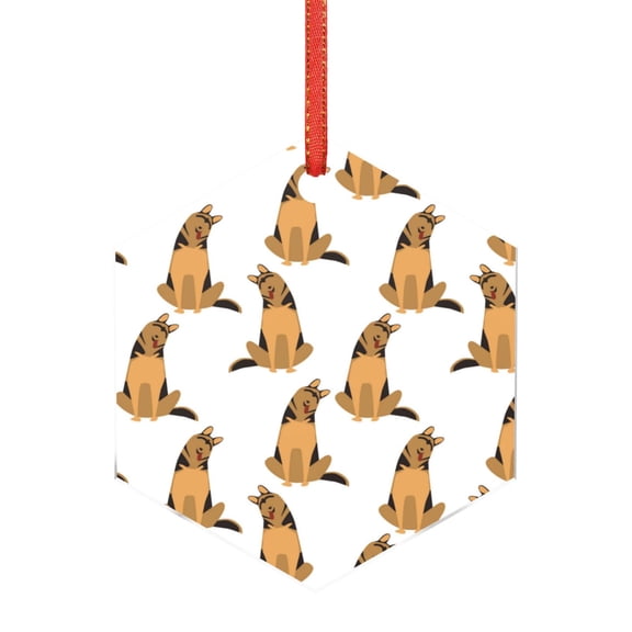 Naloa German Shepherd Dog Acrylic Santa Tree Decorations Christmas Hanging Pendant for Christmas Winter New Year Party Hanging Decorations-Hexagon