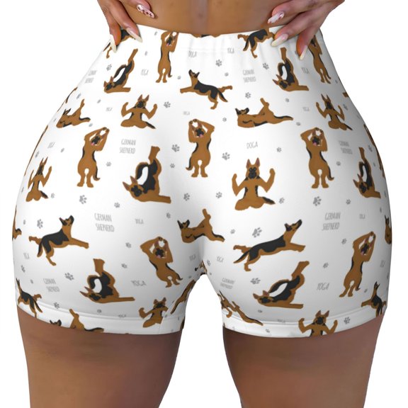 Naloa German Shepherd Dog Biker Shorts for Women Seamless Scrunch Short Women’s Yoga Shorts for Gym Running Sport Shorts - Medium