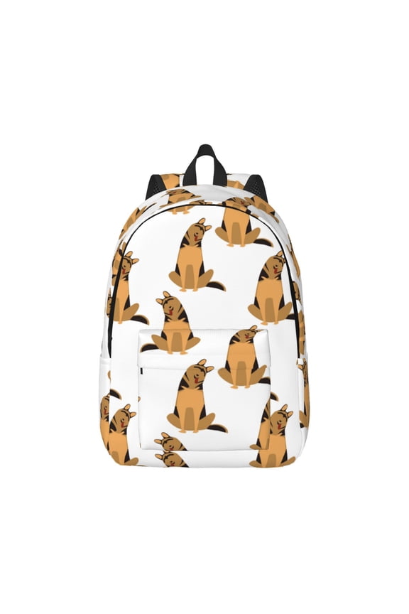 German Shepherd Dog Canvas Backpack for Men Women Rucksack Casual Travel Daypack College Tote Satchel Bookbag for Teens-Medium