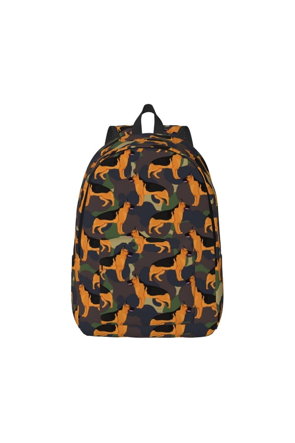 German Shepherd Dog Canvas Backpack for Men Women Rucksack Casual Travel Daypack College Tote Satchel Bookbag for Teens-Medium