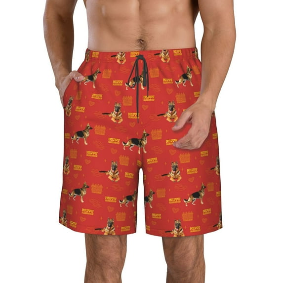 Naloa German Shepherd Dog Men's Beach Shorts, Surfing shorts, Swim trunks, Quick Dry Swim Trunks for Surfing Beach Fun - 3X-Large