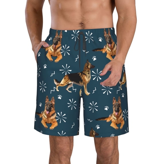 Naloa German Shepherd Dog Men's Beach Shorts, Surfing shorts, Swim trunks, Quick Dry Swim Trunks for Surfing Beach Fun - Small