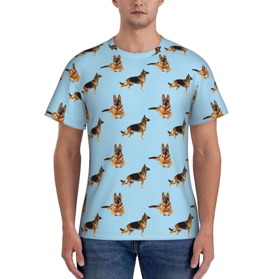 Naloa German Shepherd Dog Men's T-Shirt Sport T-shirt Men's Basic Tee Casual Men's Shirt, Round Neck, Short Sleeves - Medium