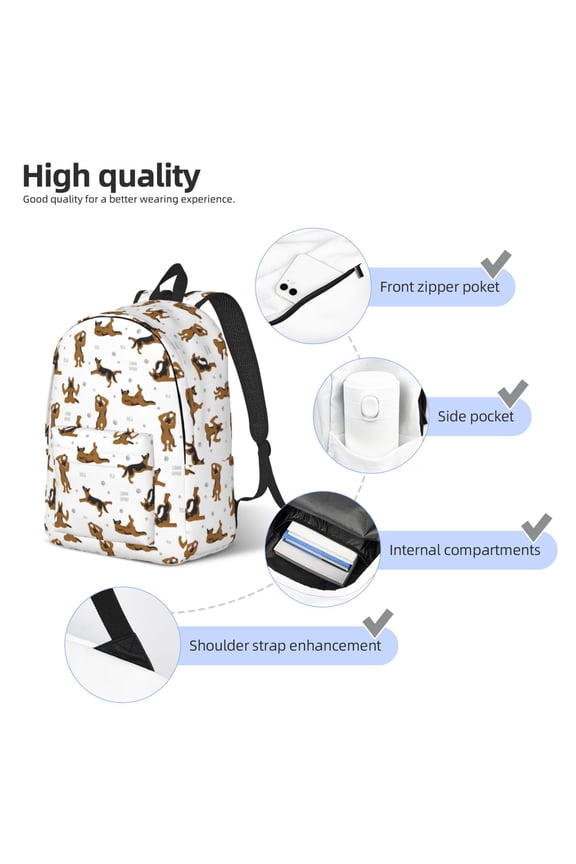 German Shepherd Dog Print Durable Canvas College Rucksack,Laptop Excursion Backpack,Travel Notebook School Backpack,Bookbag For Men Women