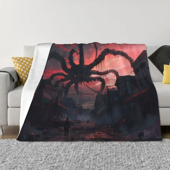 Naloa Giant Monster Over City Flannel Fleece Throw Blanket for Bed Couch, Thick Blanket - All Seasons Suitable for Women, Men and Kids-50"x40"