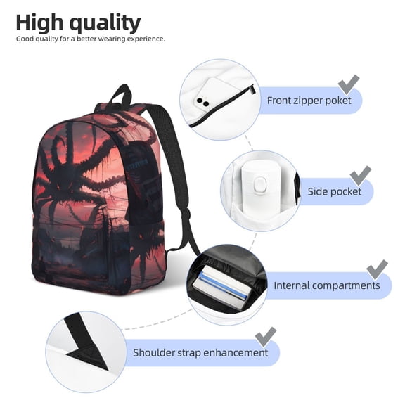 Naloa Giant Monster Over City Print Durable Canvas College Rucksack,Laptop Excursion Backpack,Travel Notebook School Backpack,Bookbag For Men Women