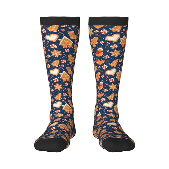 Naloa Gingerbread Delights Knee Socks, High Socks Long Stretchy Sock Women Knee High Stocking, Long Socks for Women
