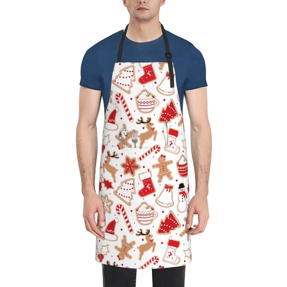 Naloa Gingerbread Holiday Sweets Apron Kitchen Aprons with Pockets for Women Men Chef