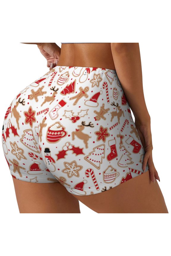 Gingerbread Holiday Sweets Biker Shorts for Women Seamless Scrunch Short Women’s Yoga Shorts for Gym Running Sport Shorts-XX-Large