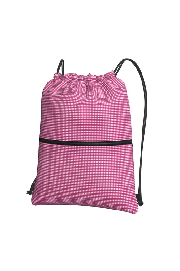 Gingham Drawstring Backpack String Bag Cinch Water Resistant for Gym Shopping Sport Yoga