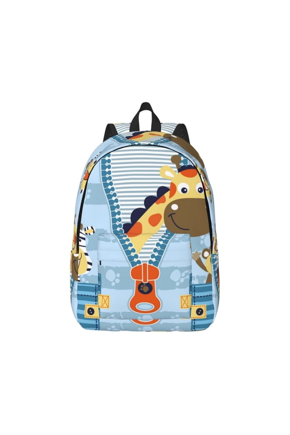 Giraffe Come Out From Zipper Canvas Backpack for Men Women Rucksack Casual Travel Daypack College Tote Satchel Bookbag for Teens-Medium