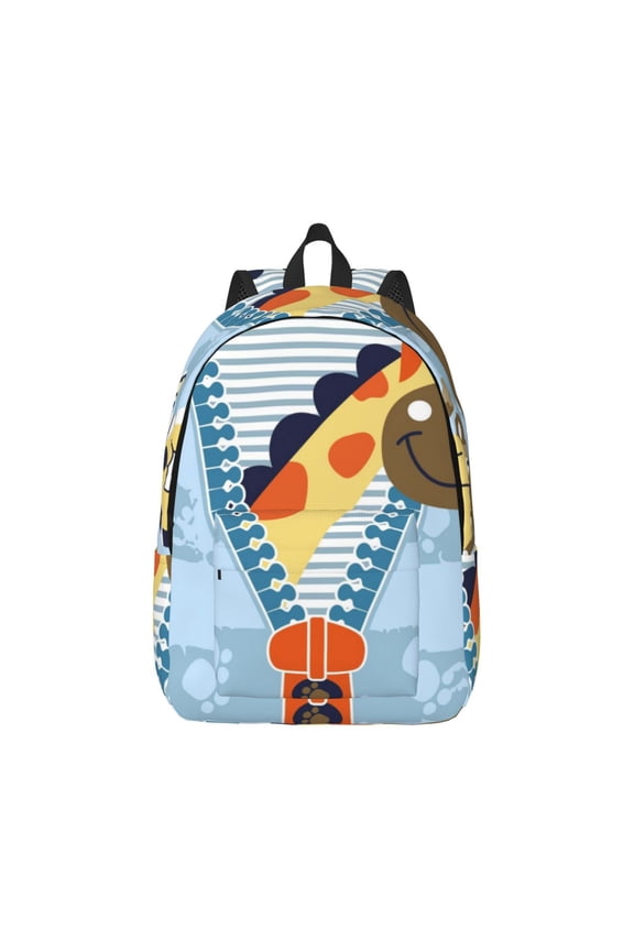 Giraffe Come Out From Zipper Canvas Backpack for Men Women Rucksack Casual Travel Daypack College Tote Satchel Bookbag for Teens-Small