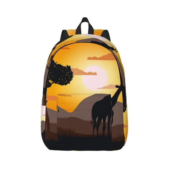 Naloa Giraffes Of The African Savannah Canvas Backpack for Men Women Rucksack Casual Travel Daypack College Tote Satchel Bookbag for Teens-Small