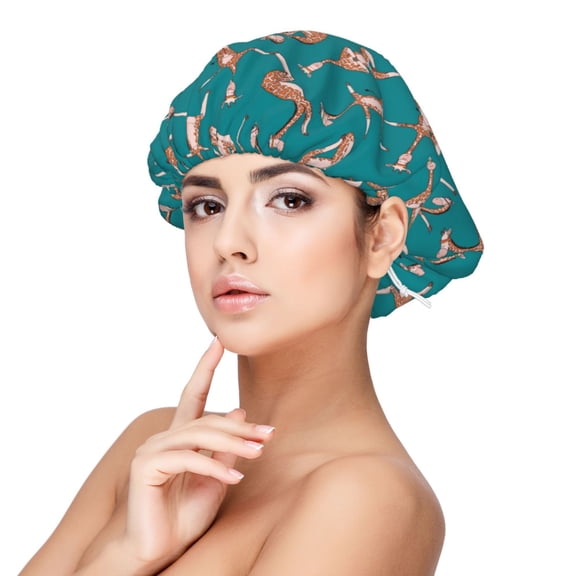 Naloa Giraffes Doing Various Yoga Adjustable Hair Bonnet for Sleeping, Hair Wrap Sleep Cap Turban for Women Men, Curly Straight Hair Long Large Braid Unisex