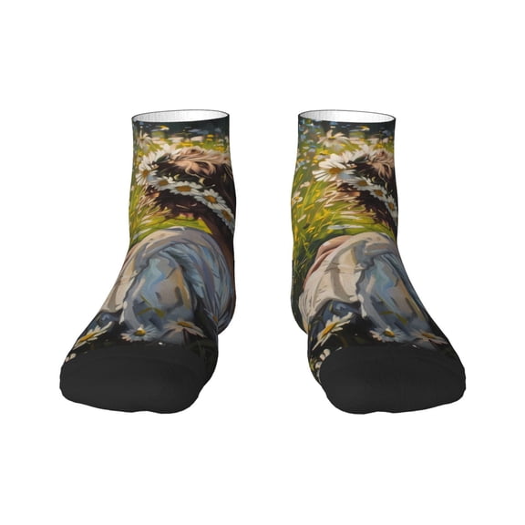Naloa Girl In Field Of Daisies Ankle Socks for Women Non Slip Socks No Show Socks Classic Low Cut Casual Socks Casual Socks