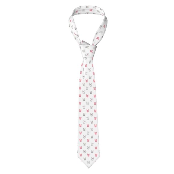 Naloa Girl Rabbit Print Solid Color Tie Formal Necktie for Men，Suitable for business, daily life, work