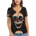 thumbnail image 1 of Naloa Glitch Screaming Skull Print T-Shirts Short Sleeve V Neck Tees for Women Fashion Tops Trendy Lightweight Soft Casual Summer Outfits Clothes, 1 of 5