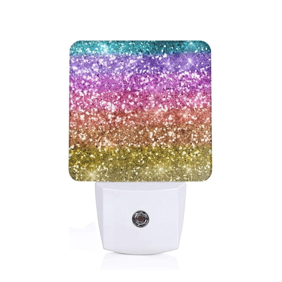 Naloa Glitter Rainbow Night Lights Plug into Wall, Dusk to Dawn Sensor Warm White Led Night Light 0.5W, Nightlight suit for Adults, Bedroom, Bathroom, Hallway, Kitchen