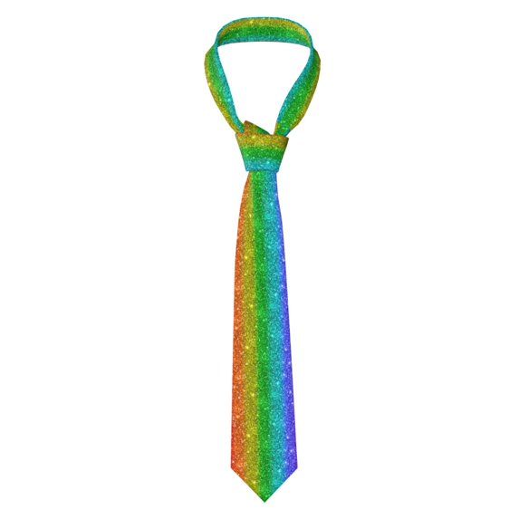 Naloa Glitter Rainbow Print Solid Color Tie Formal Necktie for Men,Suitable for business, daily life, work