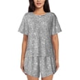 thumbnail image 1 of Naloa GlitterSilver Women's Short-Sleeved Pajama Set, Loungewear, Summer pajamas, Breathable Cozy - Small, 1 of 9