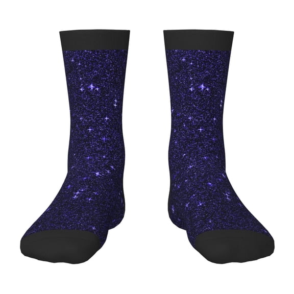 Naloa Glittering Purple Starfield Kids Socks Unisex Kids and Toddlers' Crew Socks, ,1 Pairs