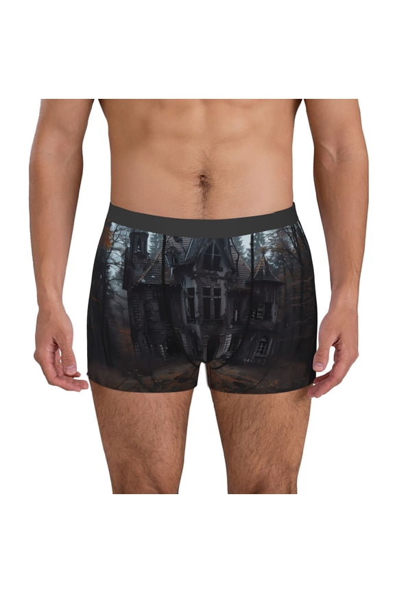 Gloomy Mansion Forest Scene Mens Underwear - Boxers for Men, Mens Boxer Briefs, Classic Briefs for Men-Small