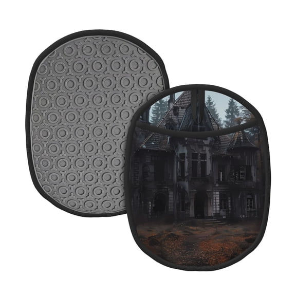 Naloa Gloomy Mansion Forest Scene Silicone Pot Holders, Oven Mitts Heat Resistant Hot Pads, Non Slip Pot Holder for Kitchen Baking and Cooking 9.4 x 7.5 Inches