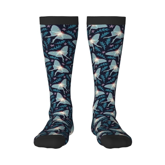 Naloa Glowing Butterfly Thigh High Socks Extra Long Stretchy Sock Women Over Knee High Opaque Stocking Daily Wear