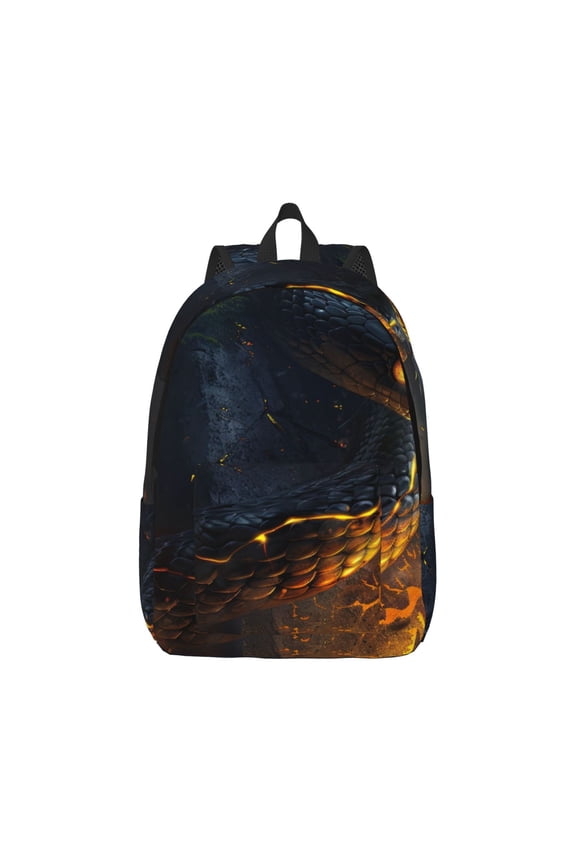 Glowing Snake Dark Forest Canvas Backpack for Men Women Rucksack Casual Travel Daypack College Tote Satchel Bookbag for Teens-Small