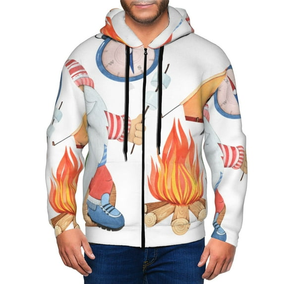 Naloa Gnome Camping Men’s Hoodies, Zip up Hoodie, Sweatshirts,Hoodies for Men Sizes S-3XL-XX-Large