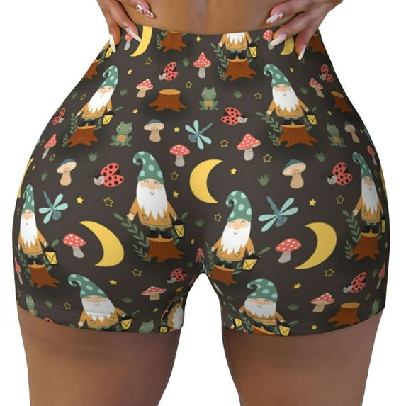 Naloa Gnome Insect Frog Biker Shorts for Women Seamless Scrunch Short Women’s Yoga Shorts for Gym Running Sport Shorts - X-Large
