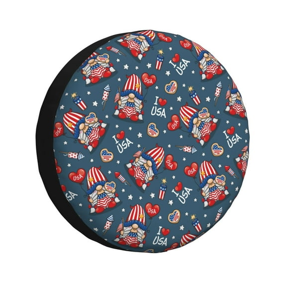 Naloa Gnome Love USA PVC Leather Spare Tire Wheel Cover for Car Truck SUV Camper Trailer Universal Fit many size17 inch