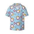 thumbnail image 1 of Naloa Gnome Pool Party Men's Loose Fit Cuban Collar Short-Sleeve Shirt with Button-down and Chest Pocket for Everyday Wear Outings - Small, 1 of 7