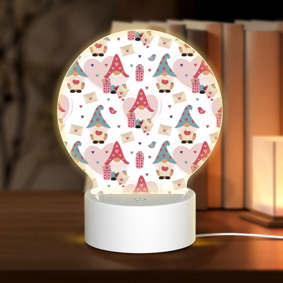Naloa Gnome With Love Letter Acrylic LED Night Light Custom LED Lights Personalized Nightlight Customized Gifts for Family Couples Friends